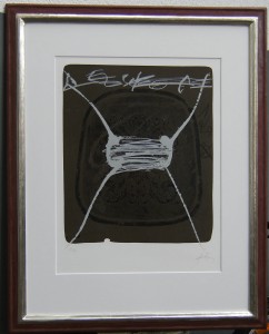 "Cherubins", Originallithografie von 1983 mit Blattgoldrahmen 107x87 cm 